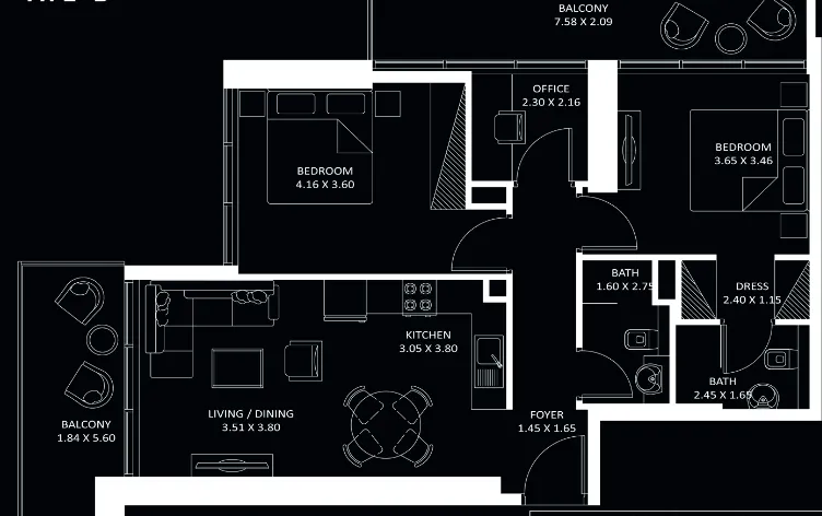2 bed