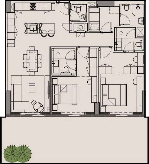 2 bedrooms floor plan