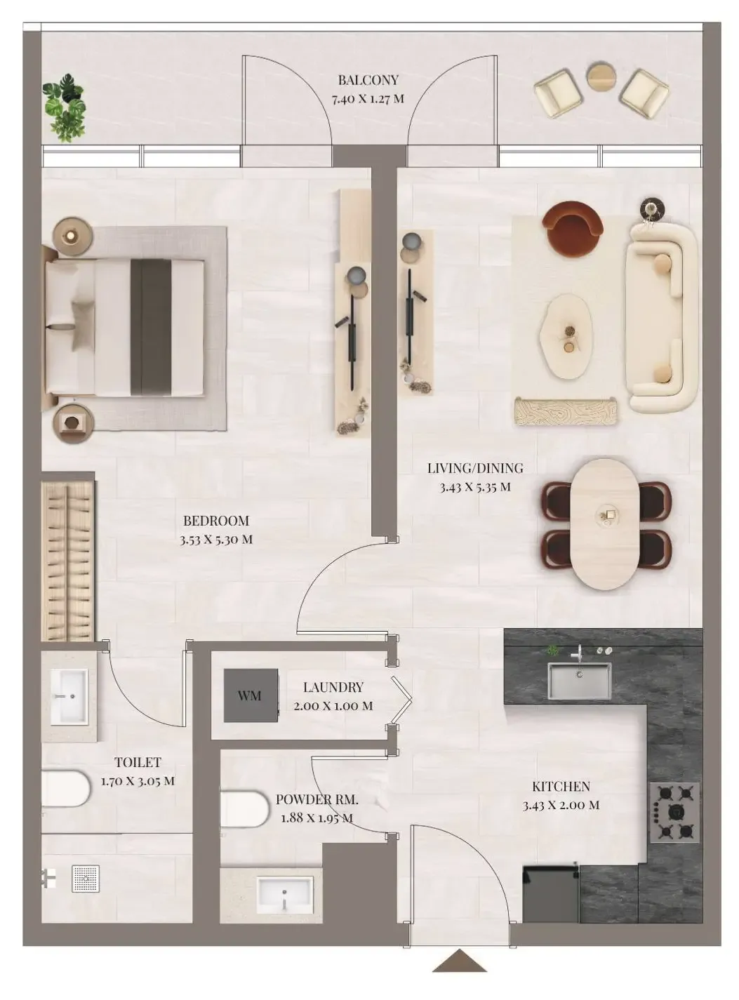 1 bedroom floor plan