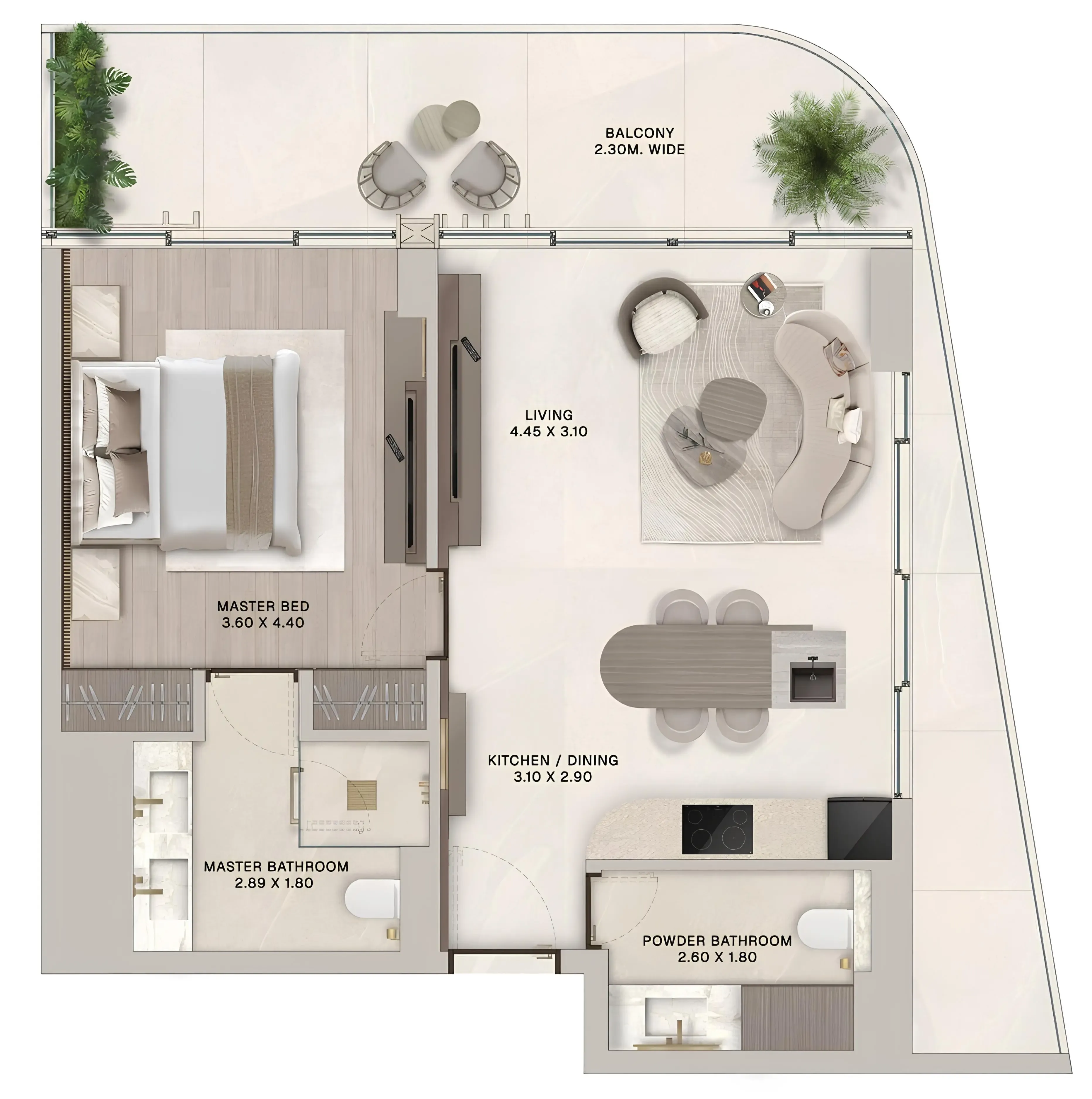 1 bedroom floor plan