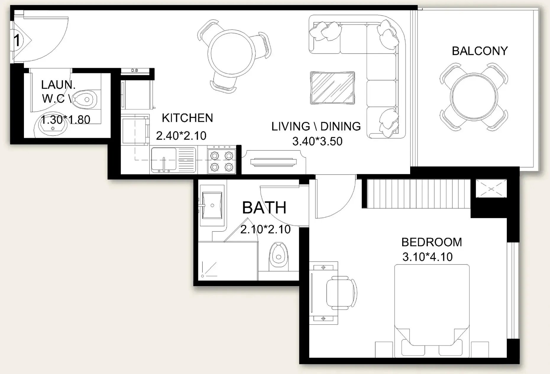 1 bed