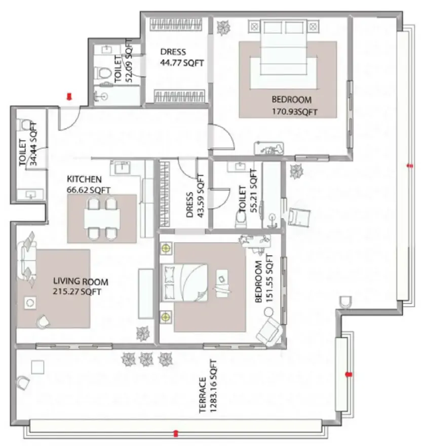 2 bed