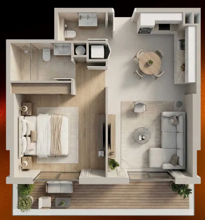 1 bedroom floor plan