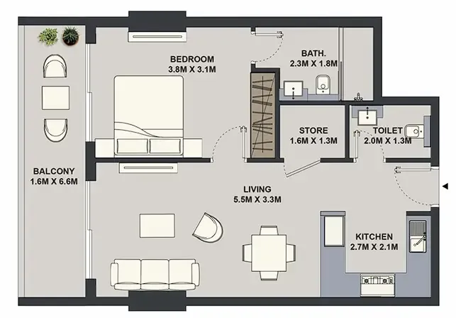 1 bed