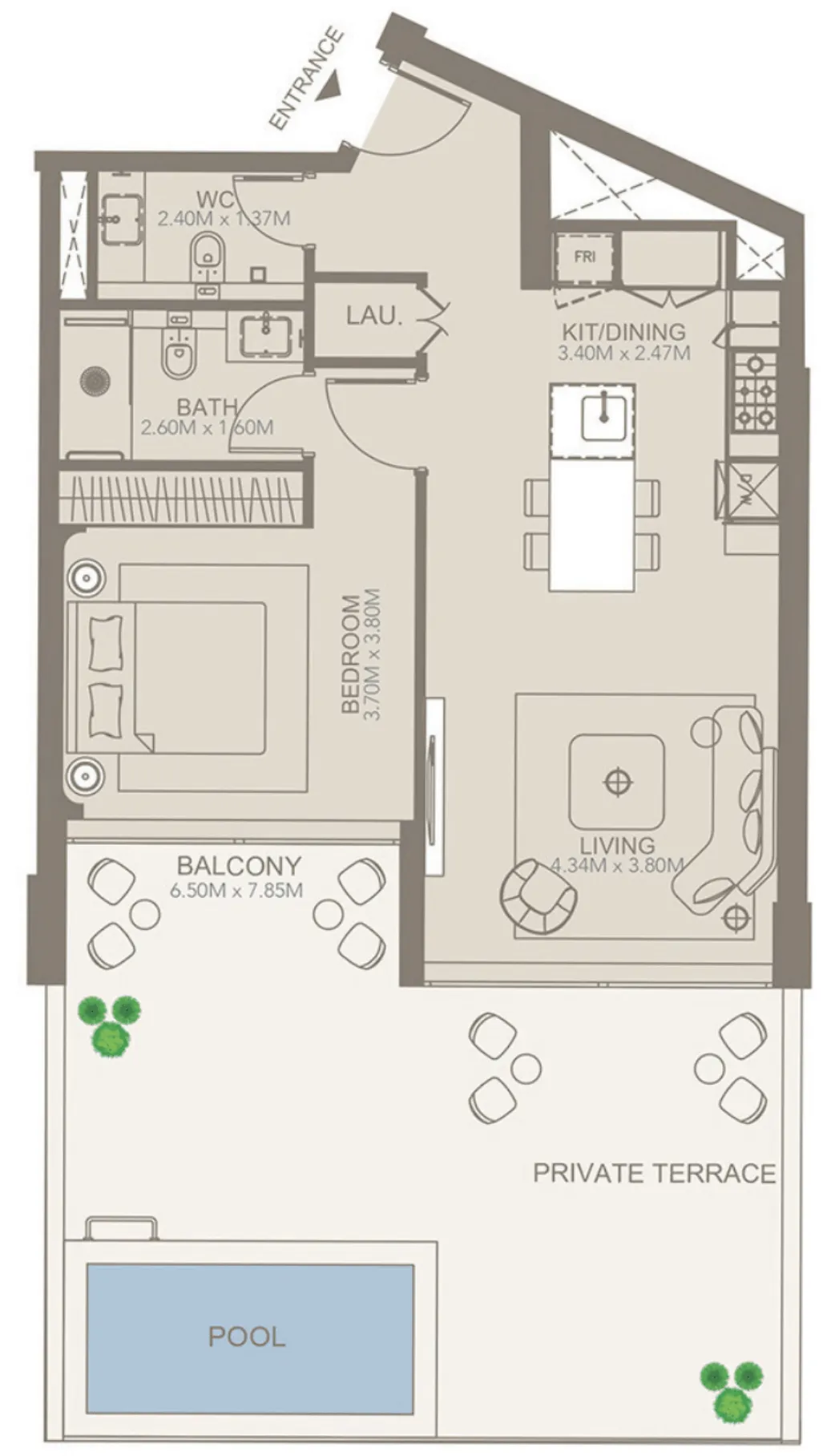 1 bedroom floor plan