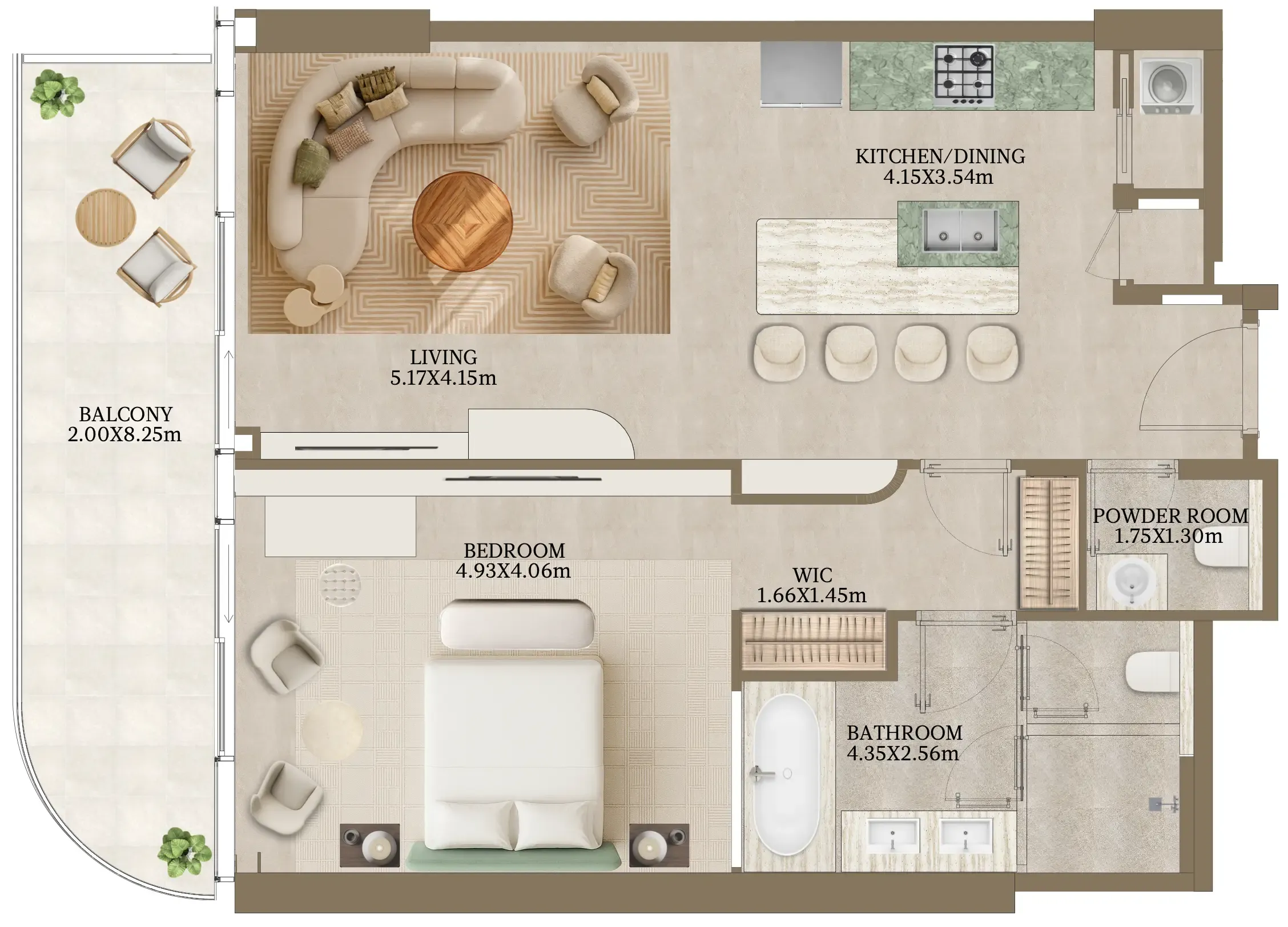 1 bedroom floor plan