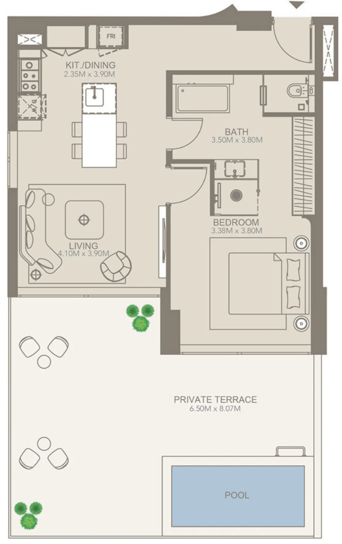 1 bed