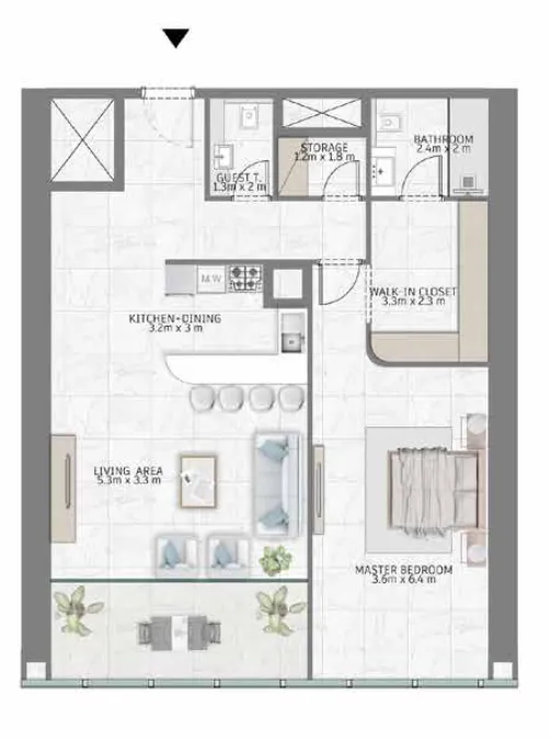 Al Habtoor Group Al Habtoor Tower 1BR floor plan