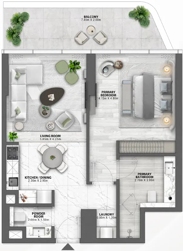 1 bedroom floor plan