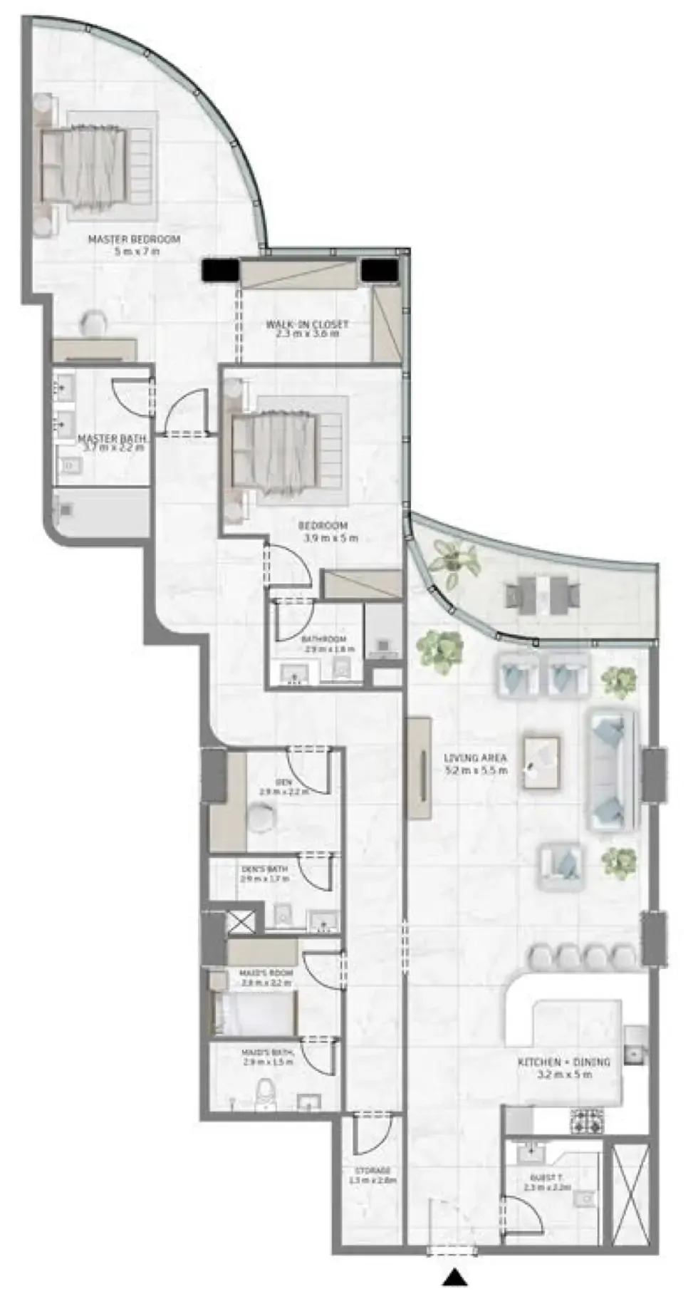 Al Habtoor Group Al Habtoor Tower 3BR floor plan