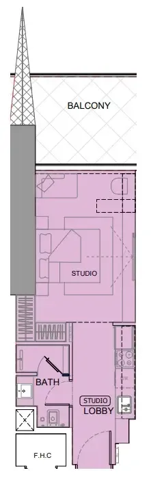 One by Binghatti — Studio floor plan