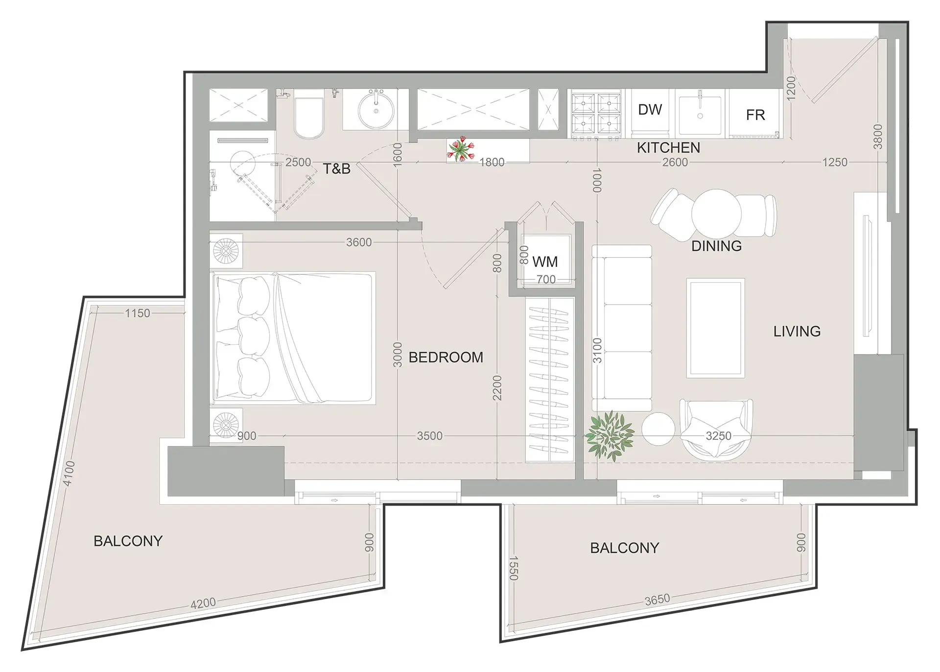 1 bed