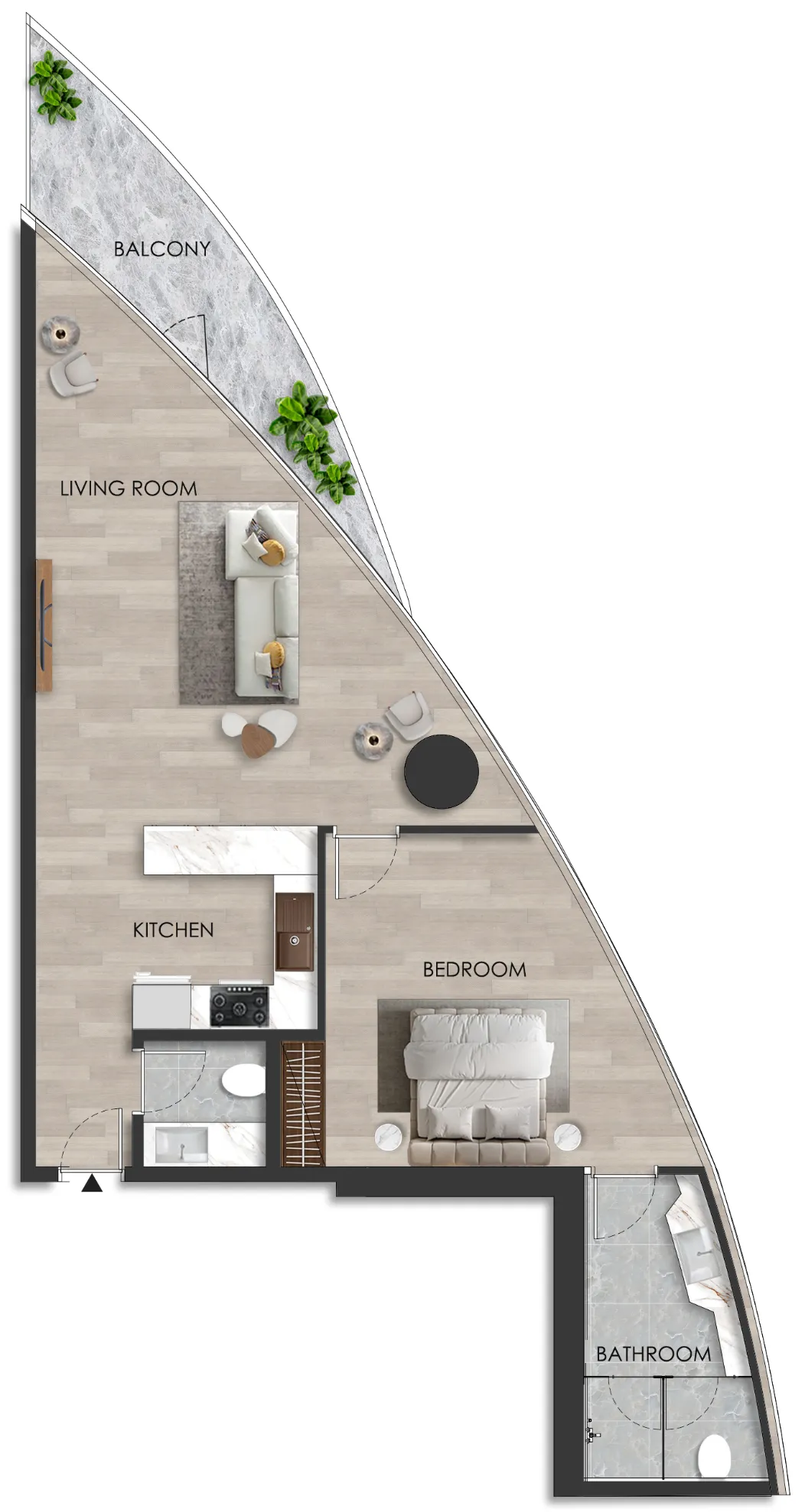 1 bedroom floor plan