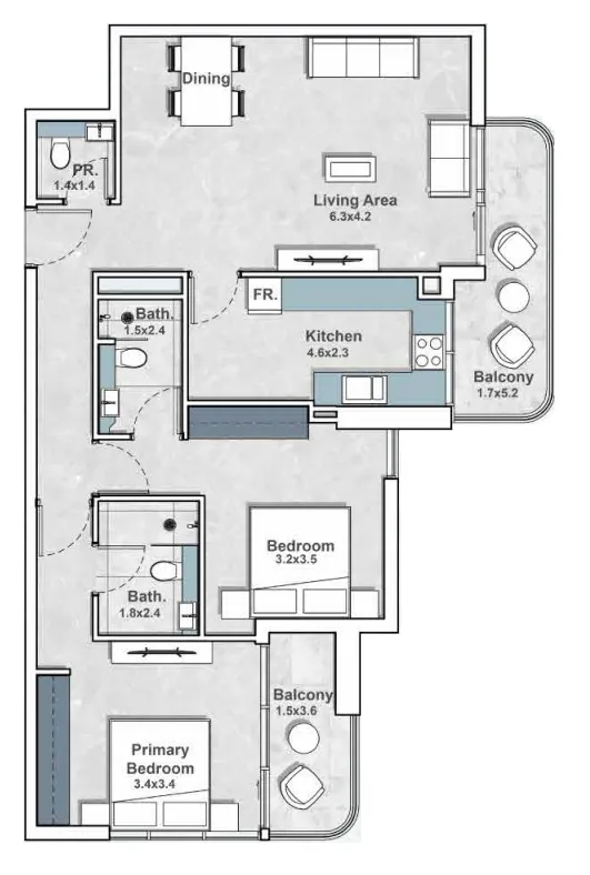 Iraz Developments Iraz Creek Views 2BR floor plan