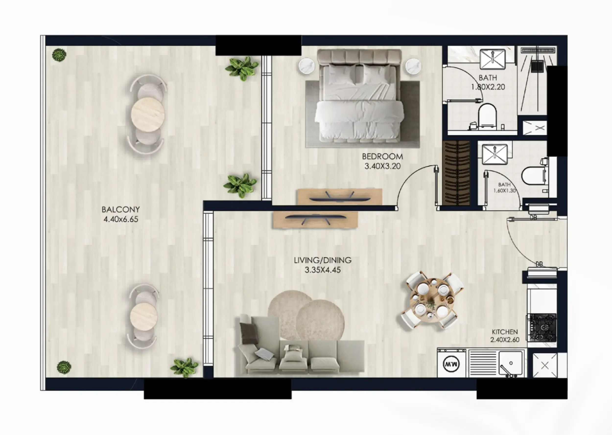 1 bed