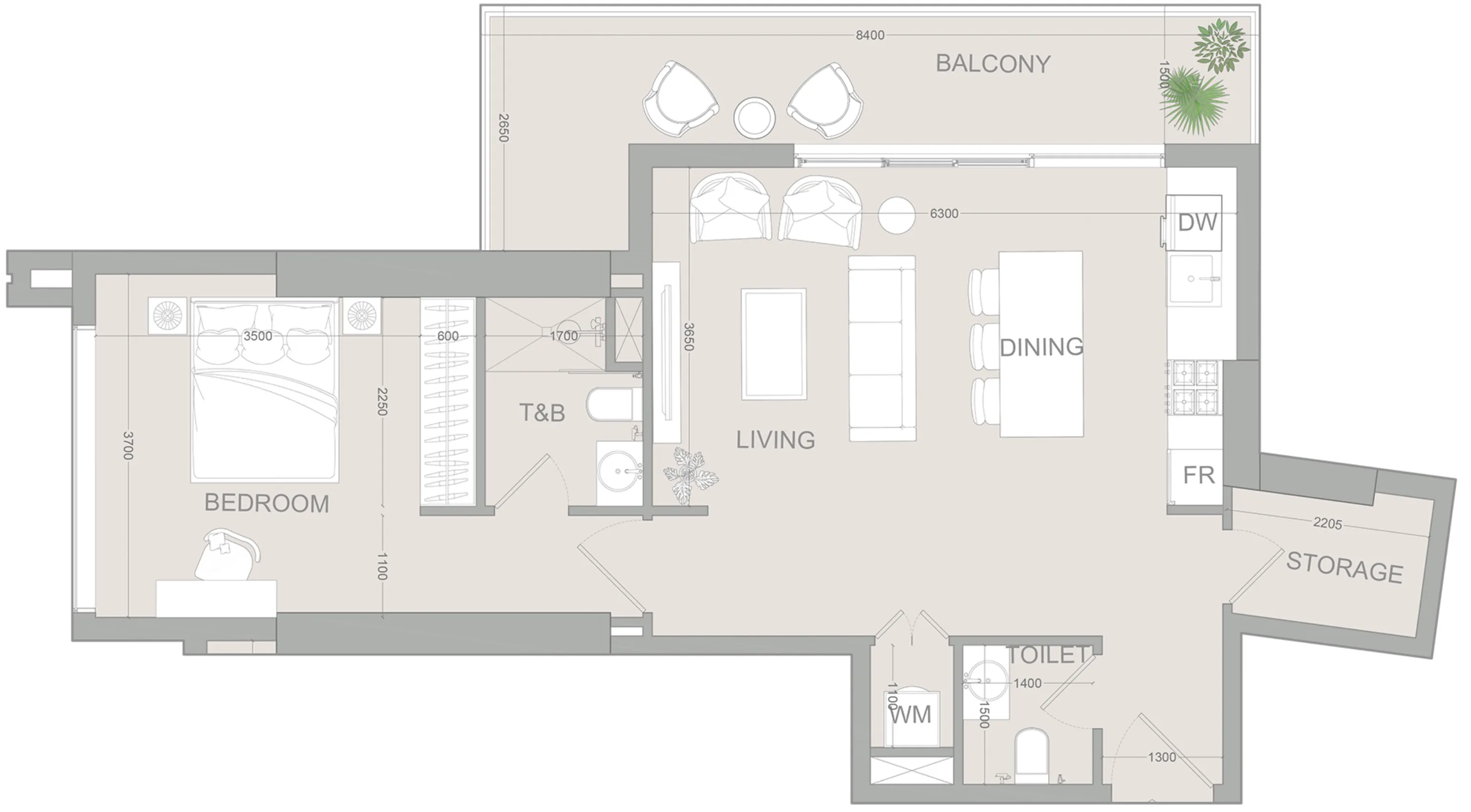 Object 1 AUREL1A Residence 1BR floor plan