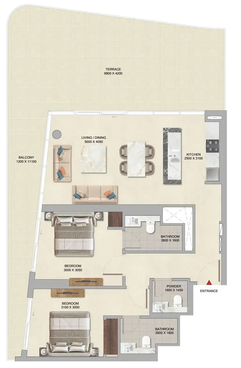 2 bed