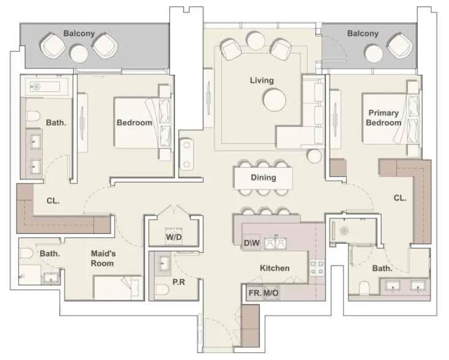 3 bedrooms floor plan