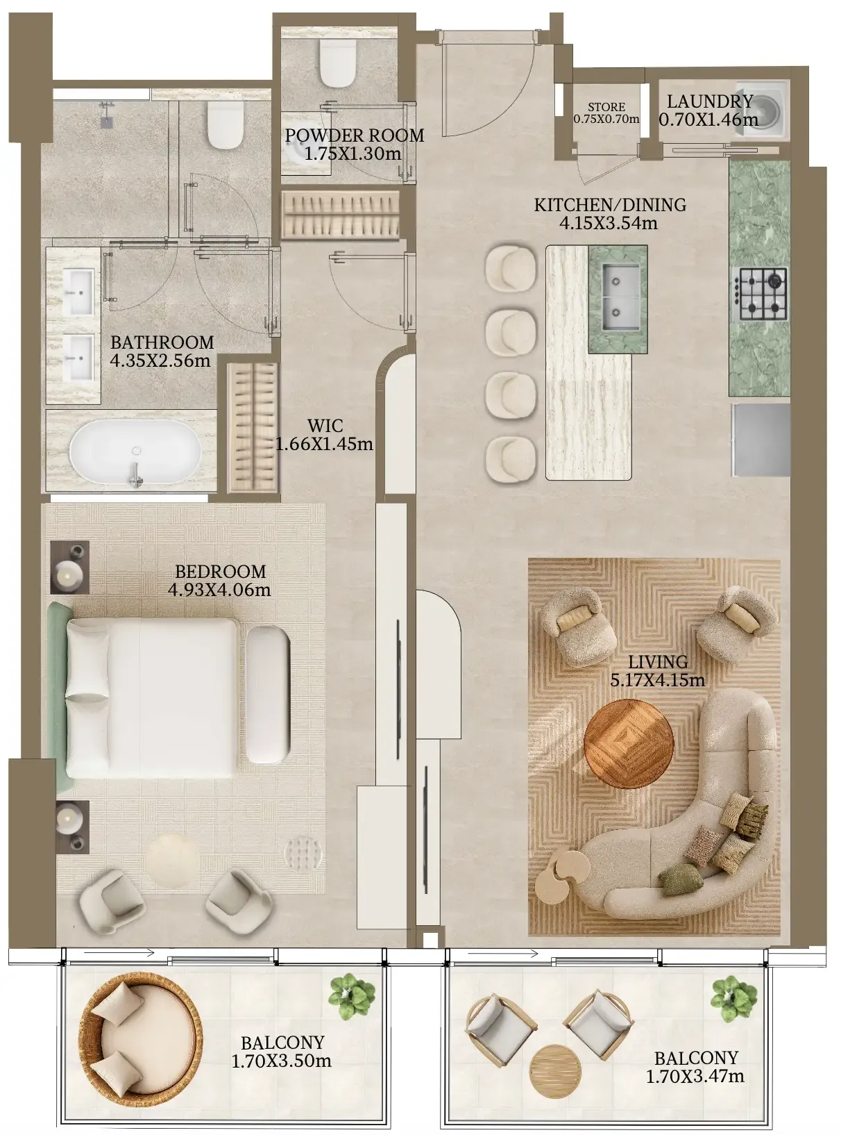 1 bed