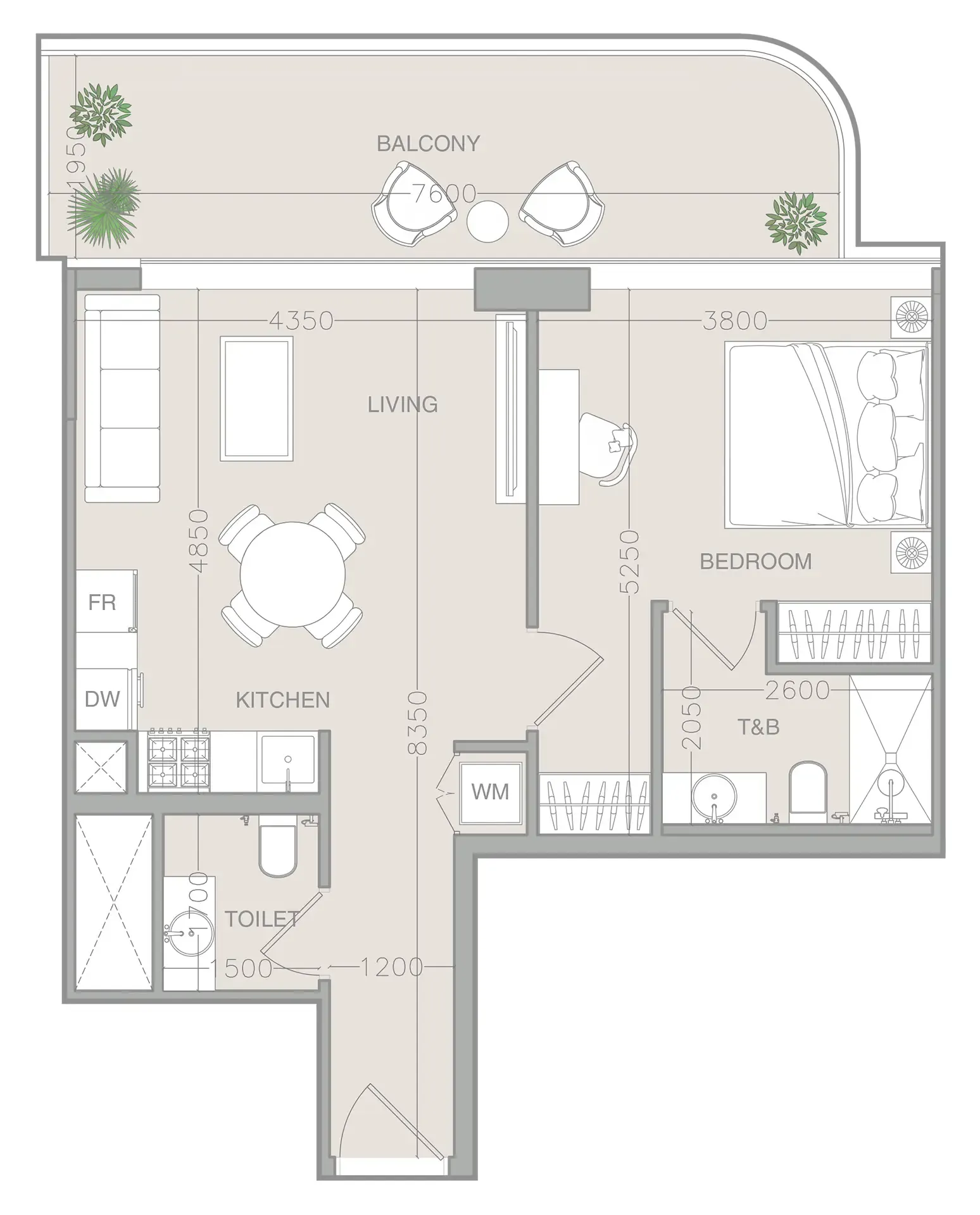 1 bedroom floor plan