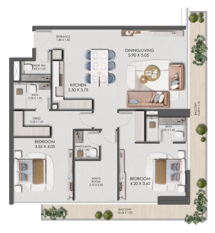 Prescott Legado by Prescott 2BR floor plan