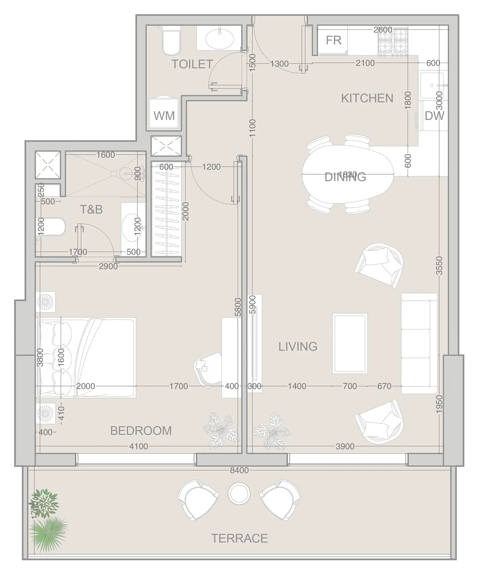 1 bedroom floor plan