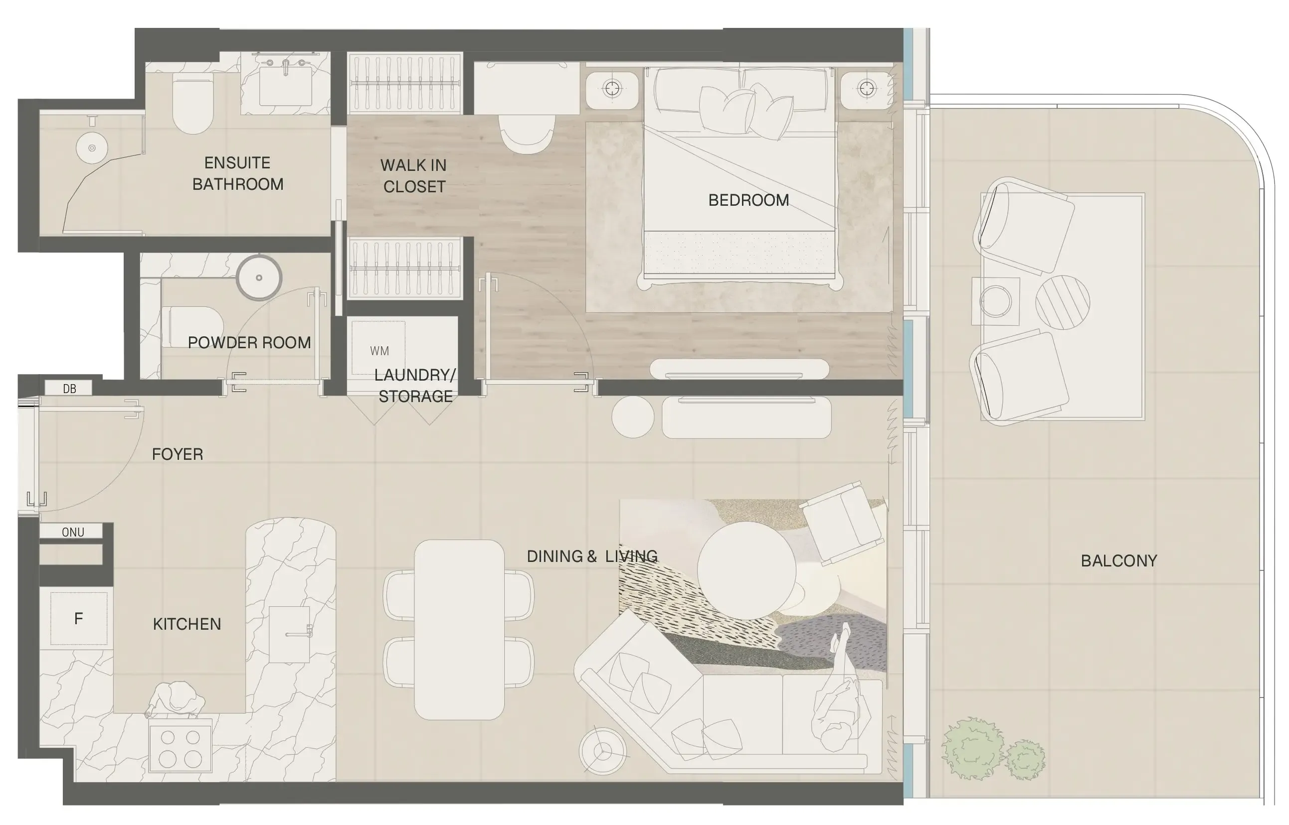 1 bedroom floor plan