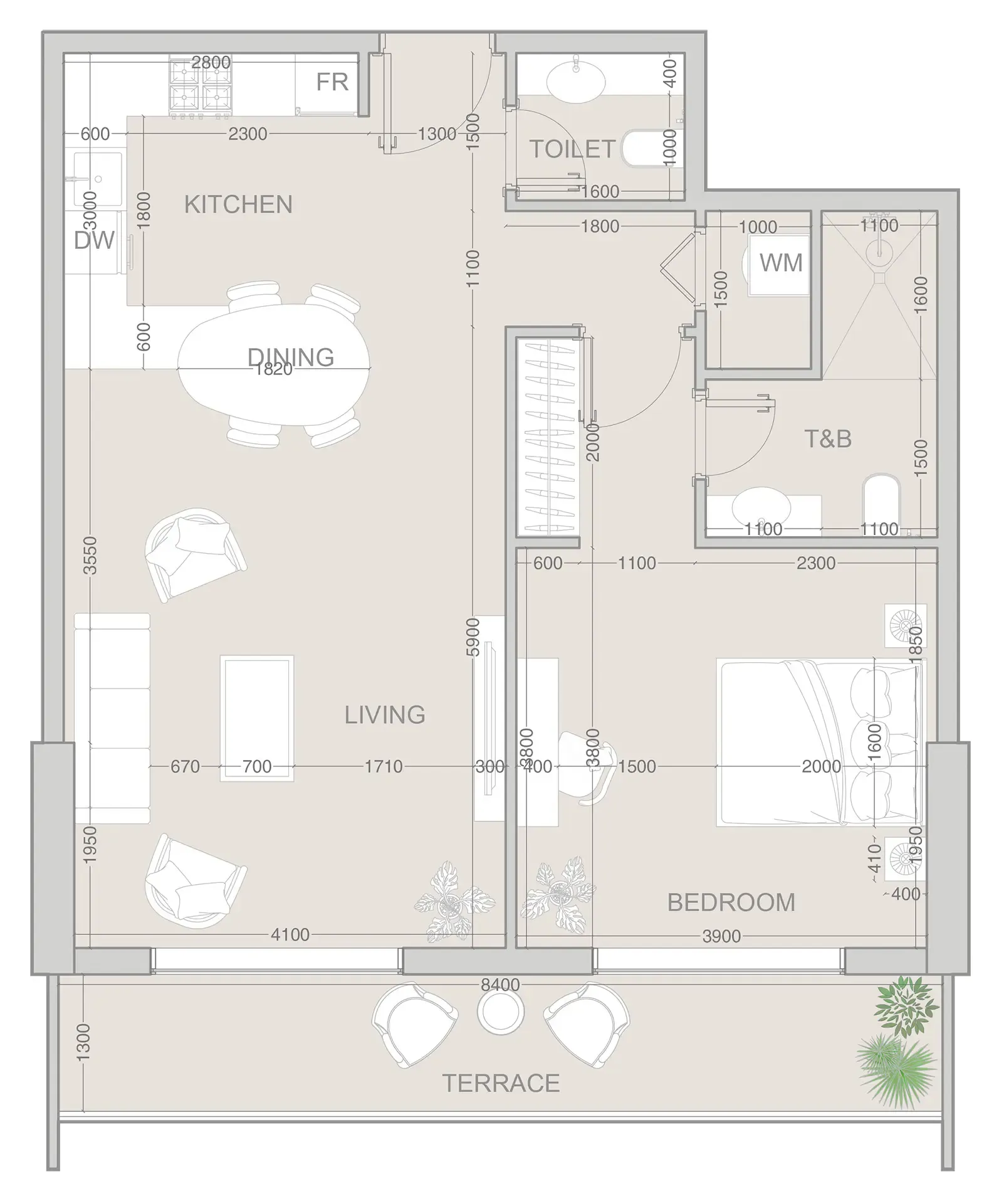 1 bed
