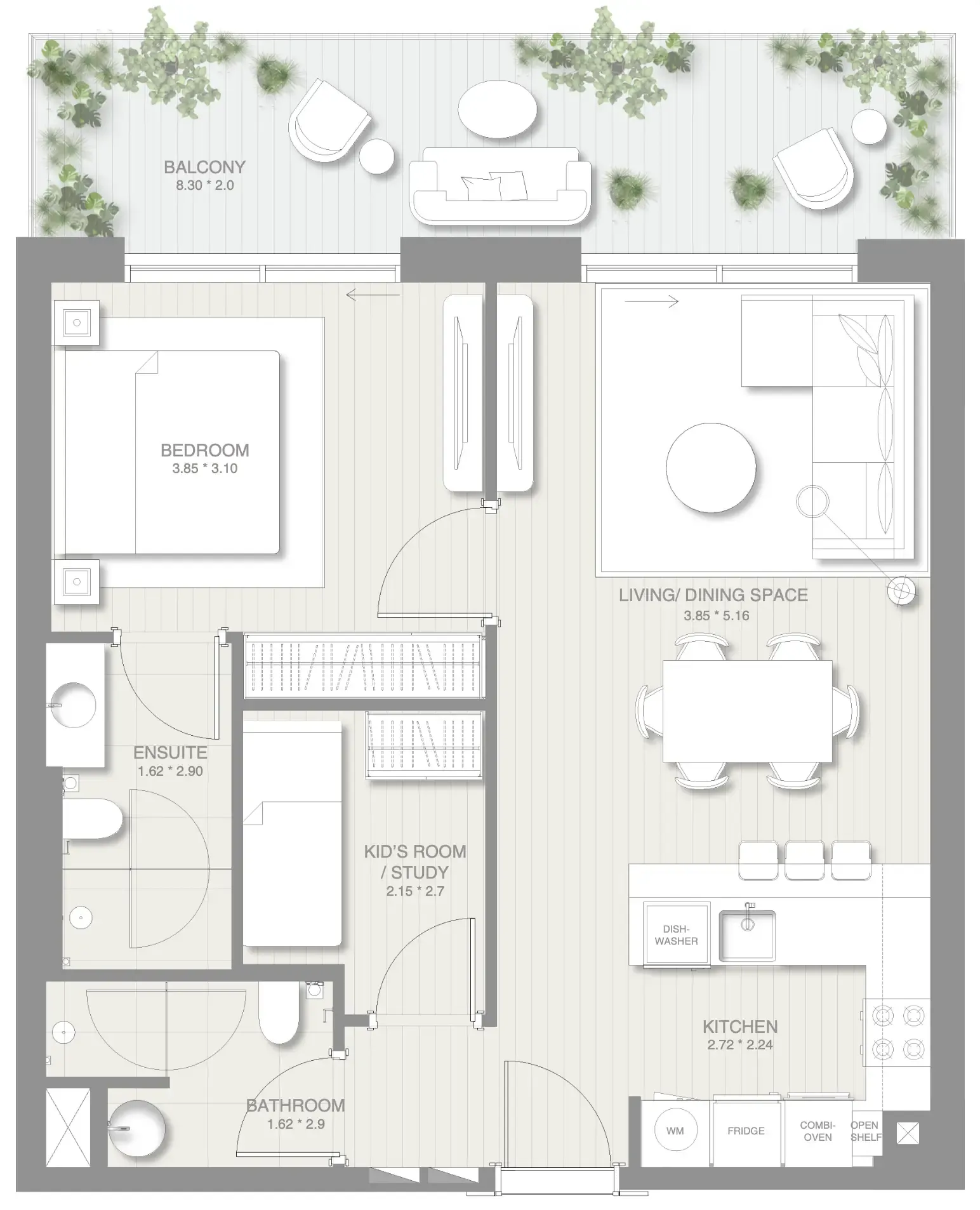 1 bedroom floor plan