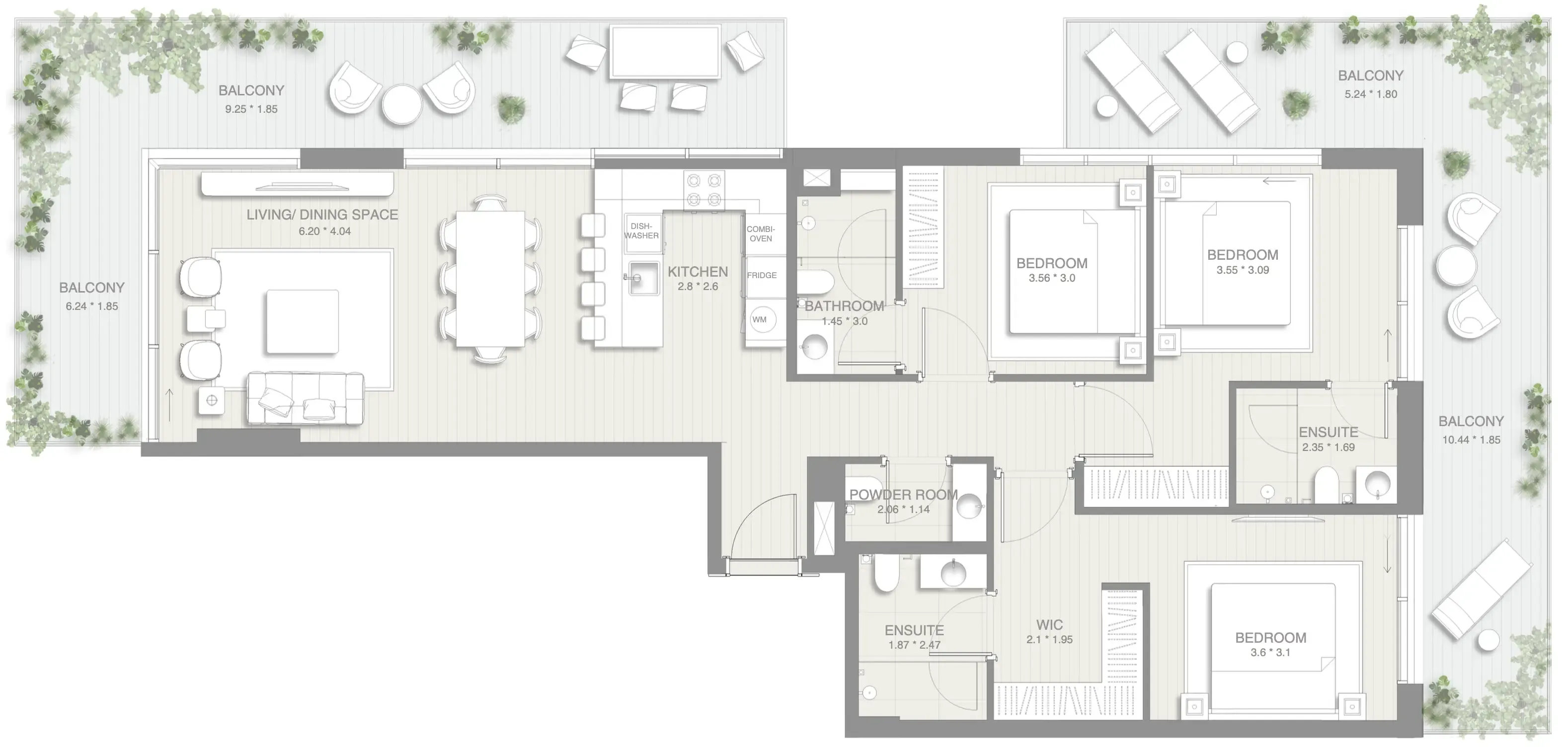 3 bedrooms floor plan