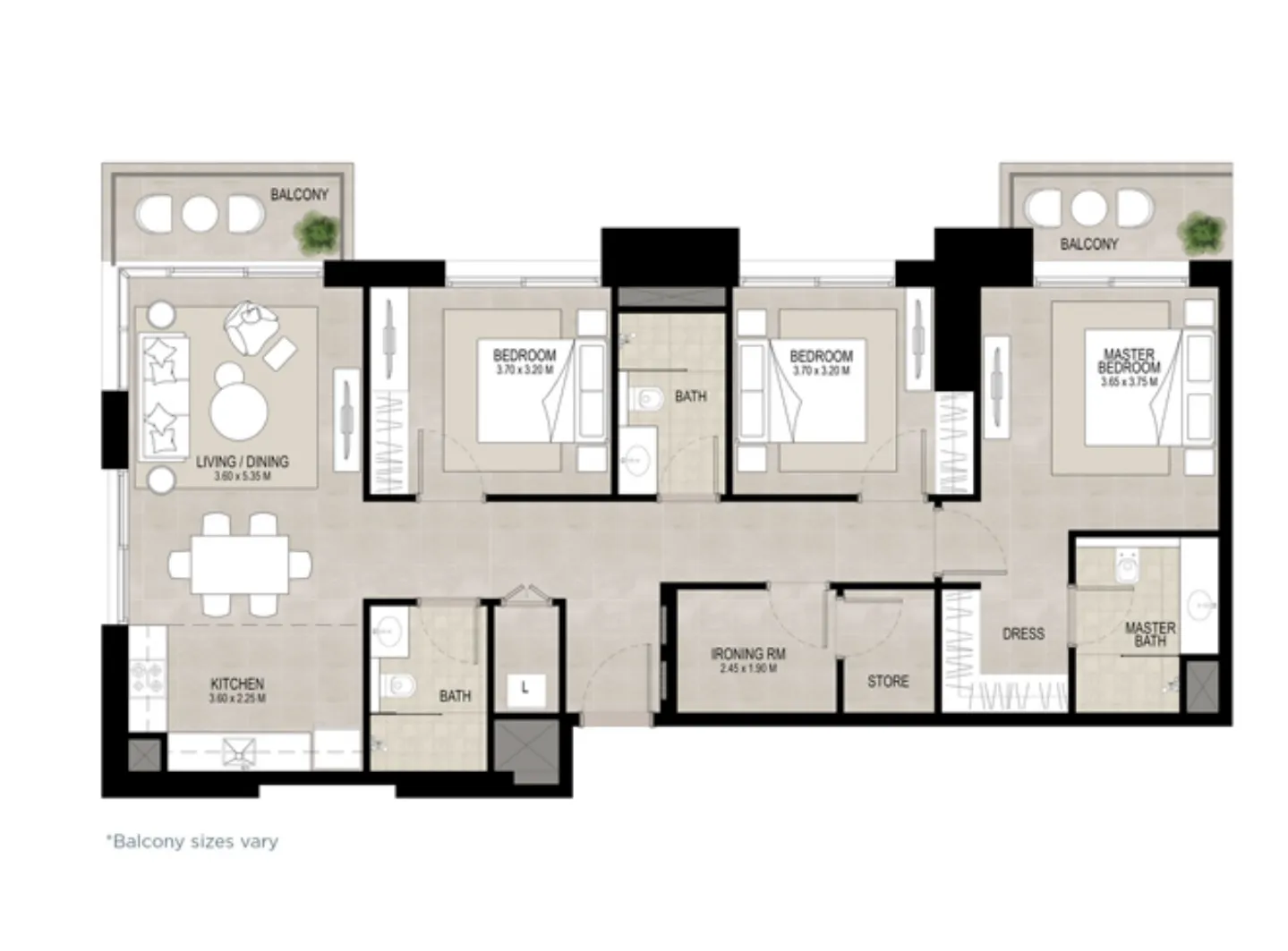 3 bedrooms floor plan
