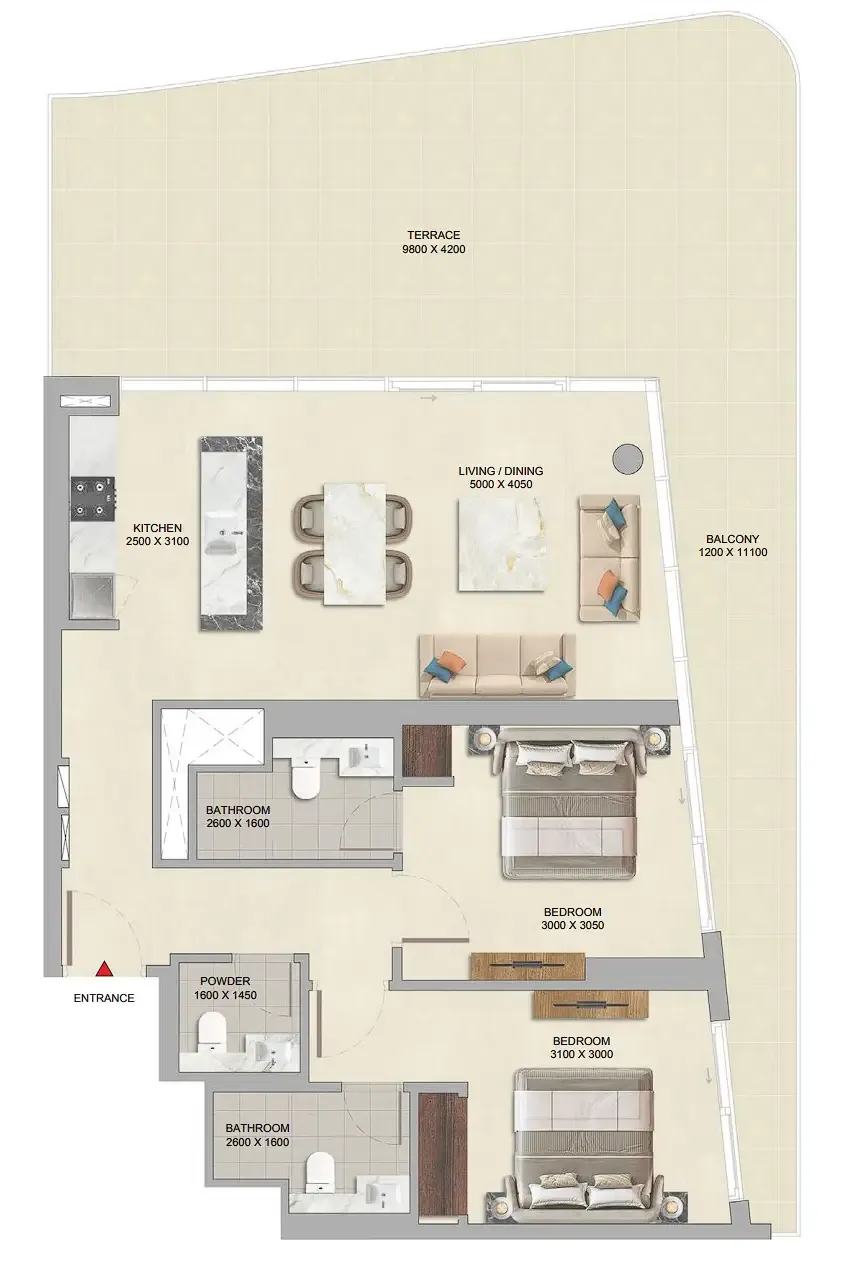 2 bed