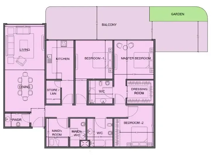 3 bedrooms floor plan