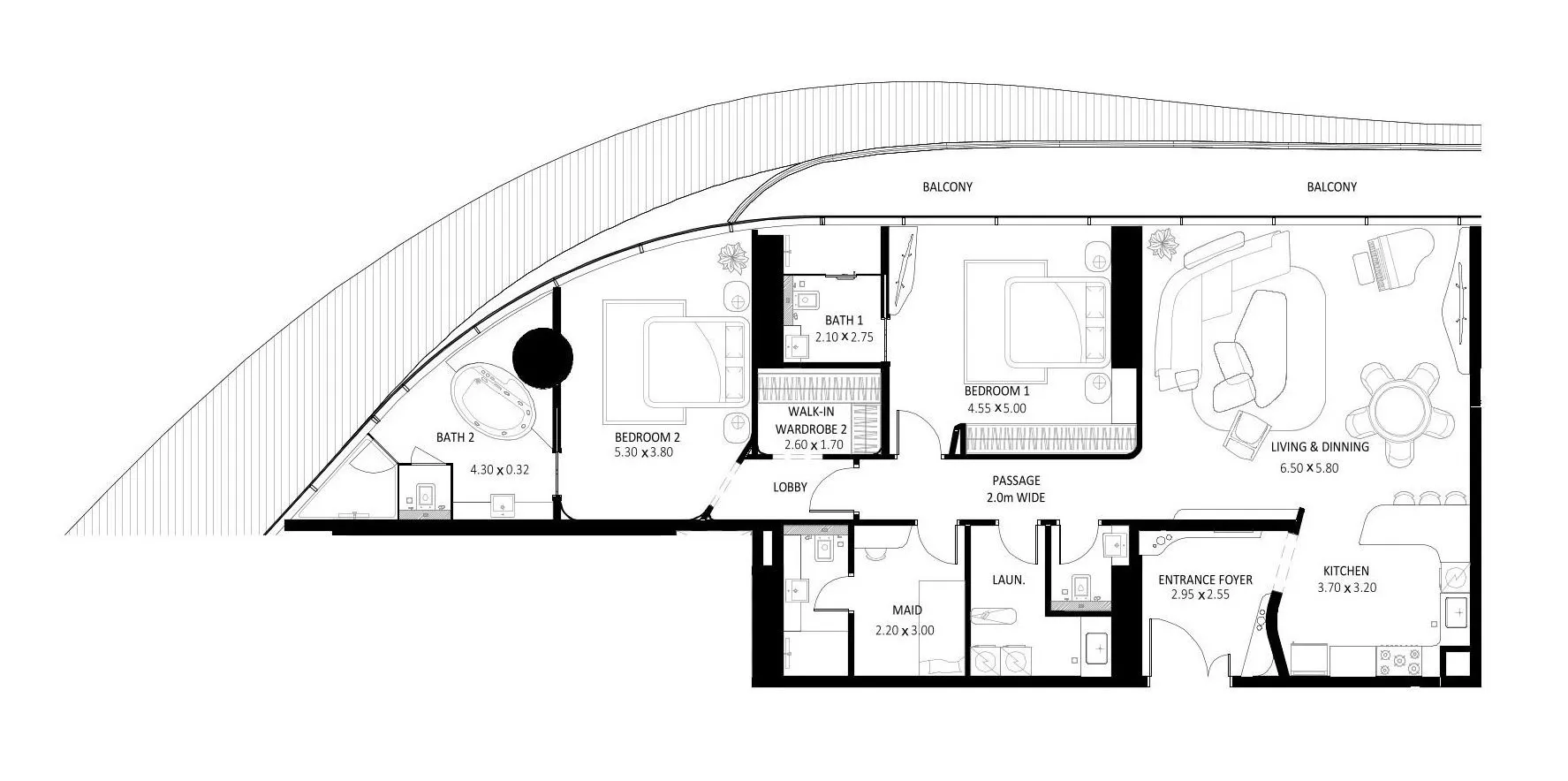 2 bed