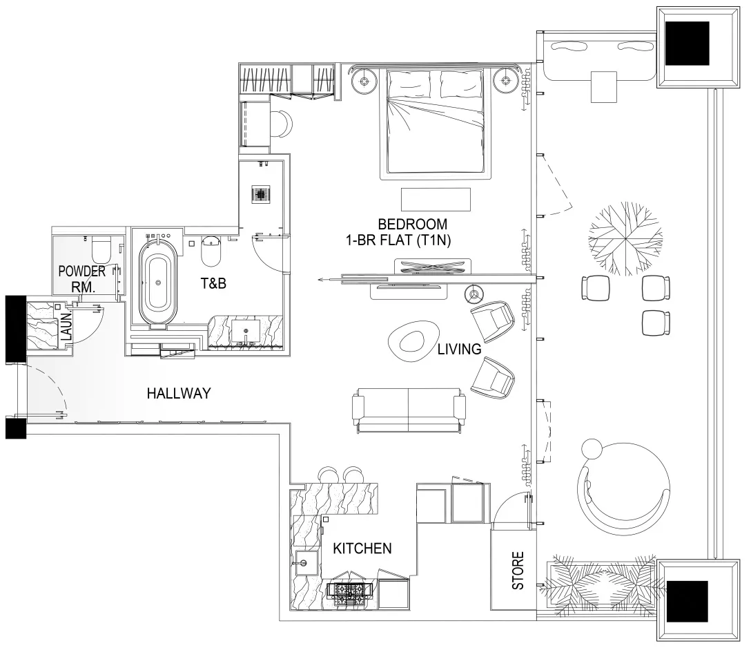 1 bedroom floor plan