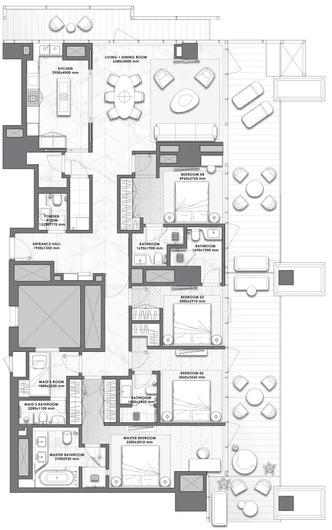 4 bedrooms floor plan