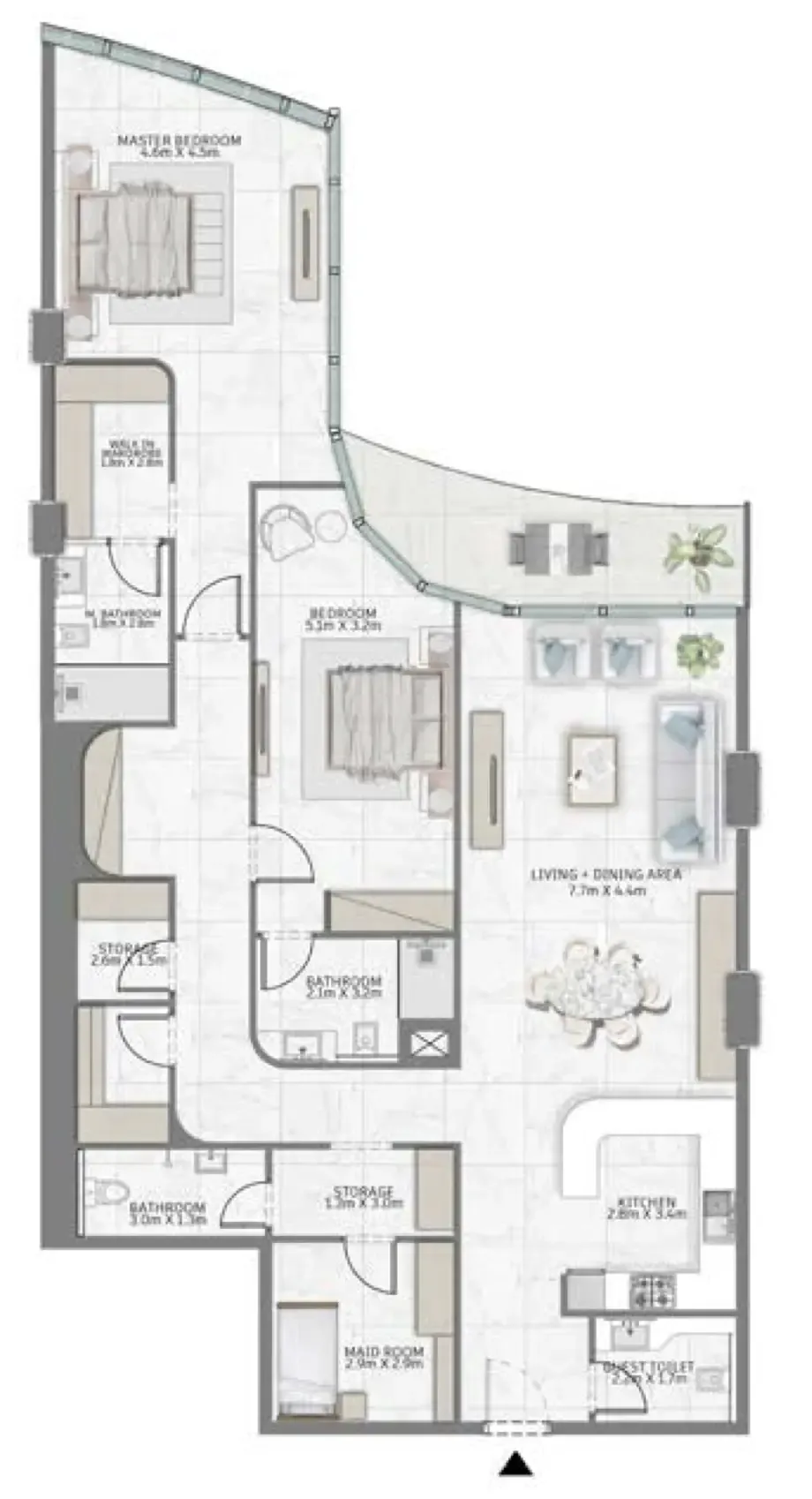 Al Habtoor Group Al Habtoor Tower 2BR floor plan