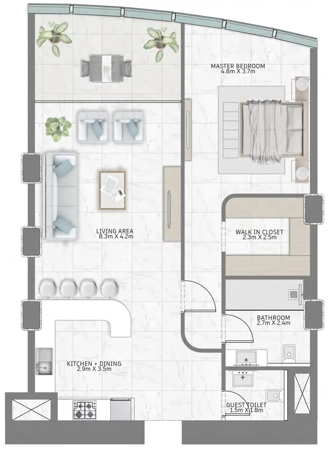 1 bed