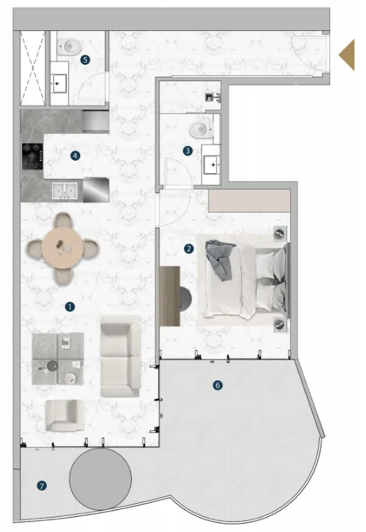 London Gate Franck Muller Vanguard 1BR floor plan