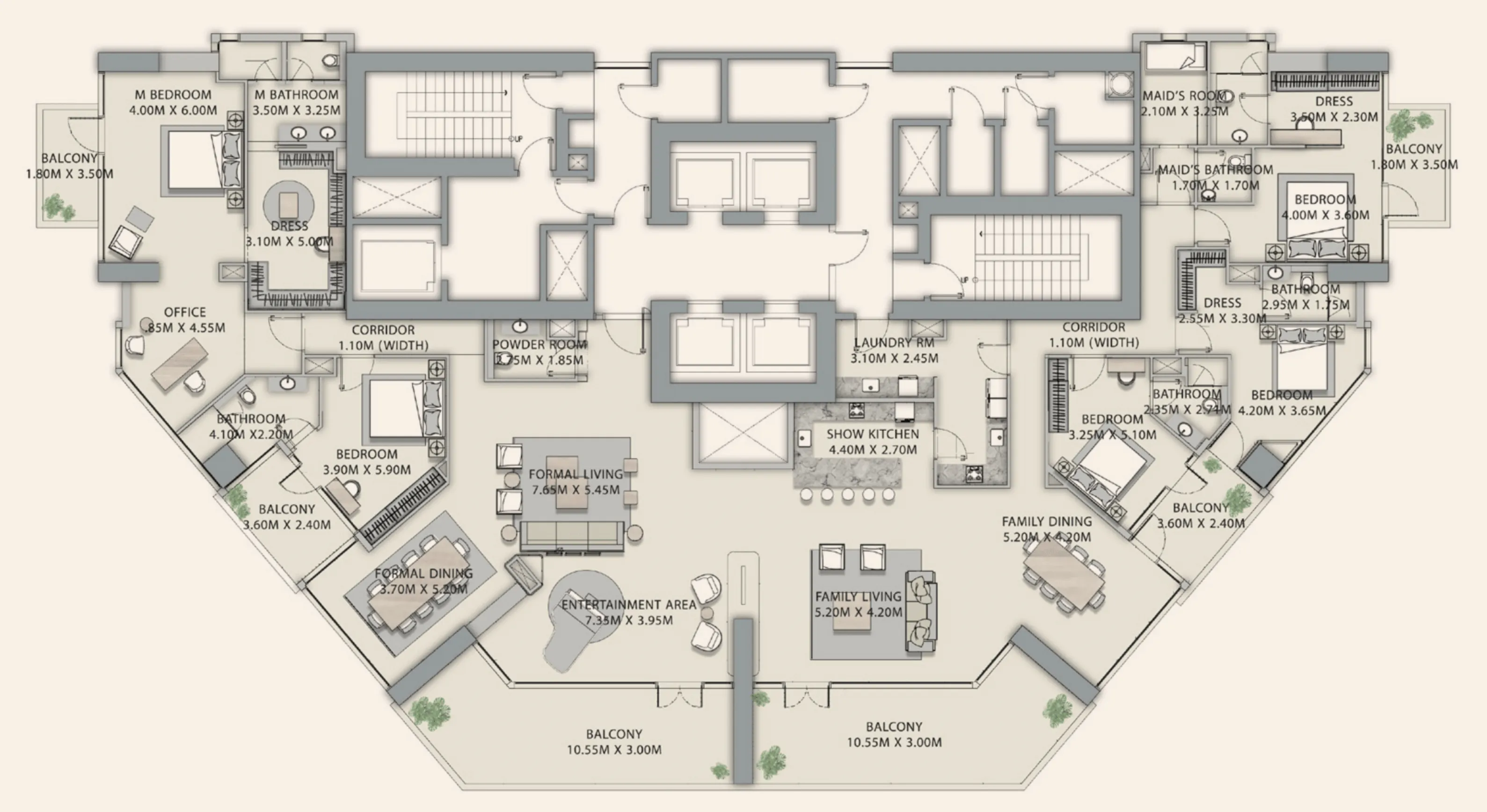 5 bedrooms floor plan