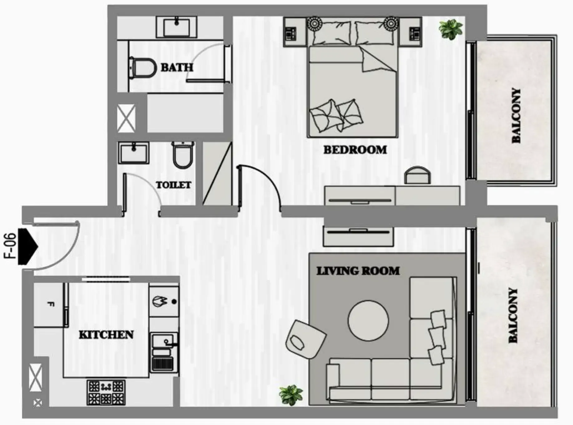 1 bedroom floor plan