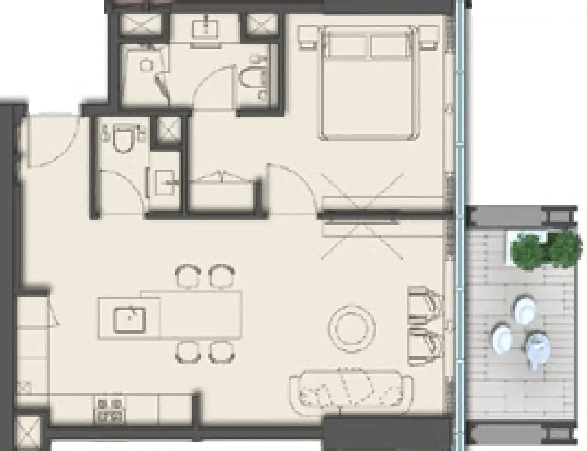 1 bed
