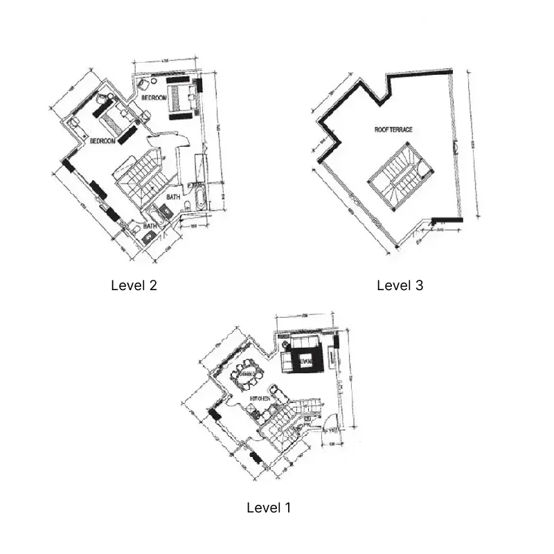 2 bedrooms floor plan