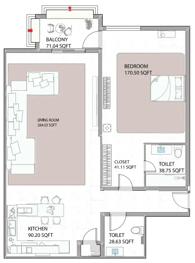1 bed