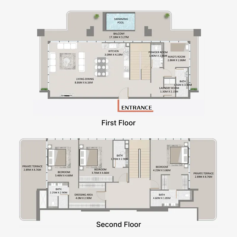 3 bedrooms floor plan