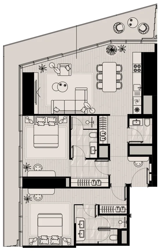 Mered Iconic Tower 2BR floor plan