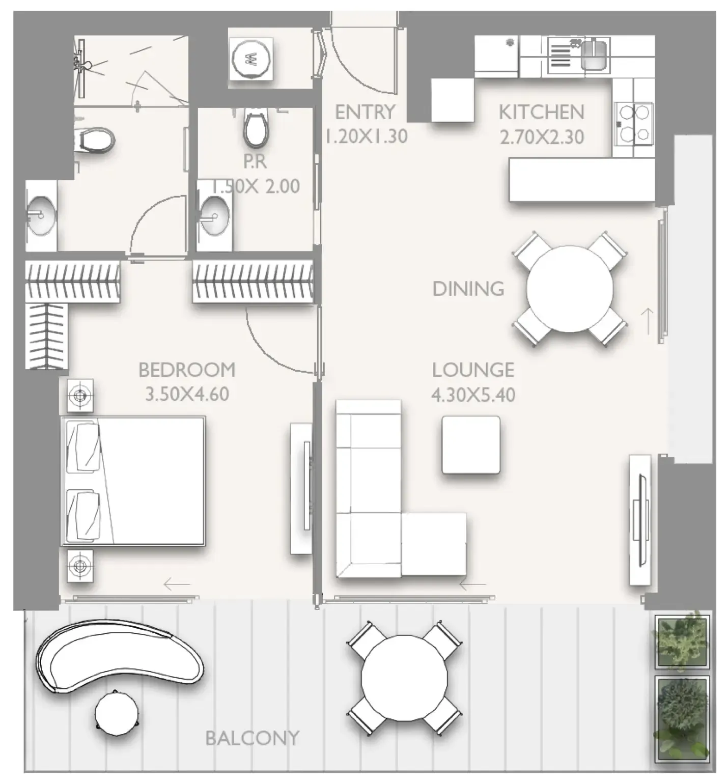 1 bedroom floor plan