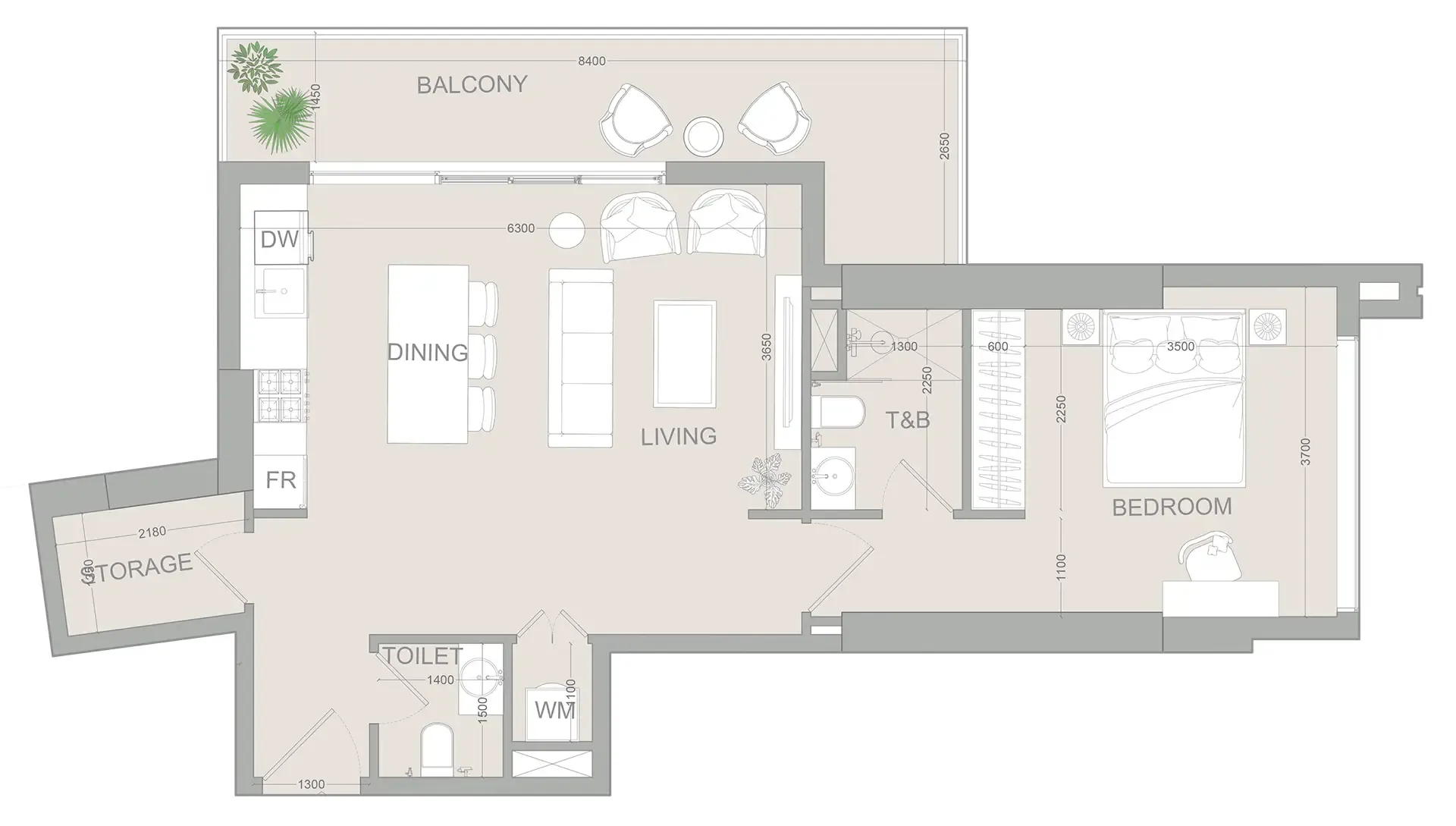 Object 1 AUREL1A Residence 1BR floor plan