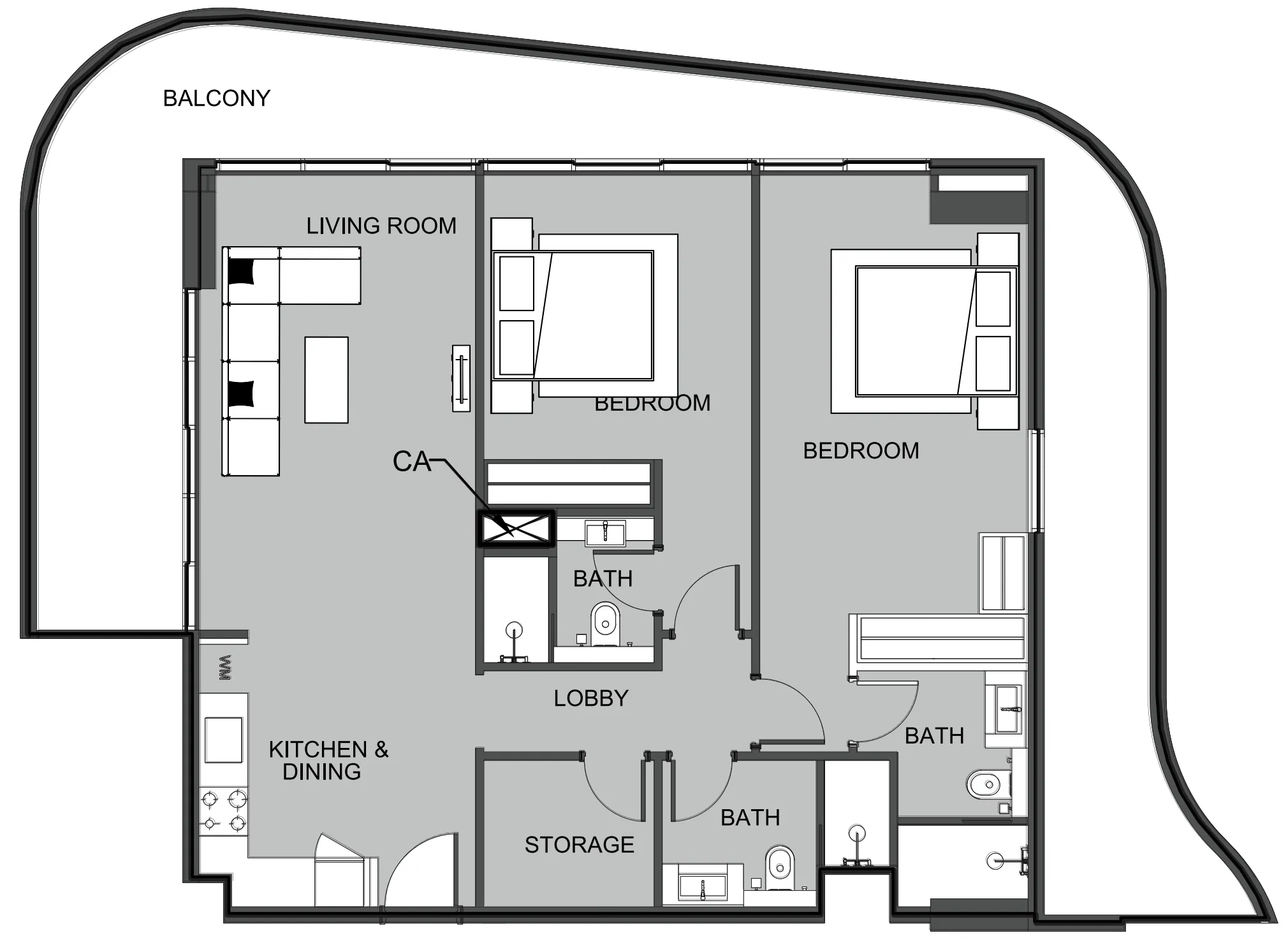 The Boulevard — 2 Bedrooms floor plan