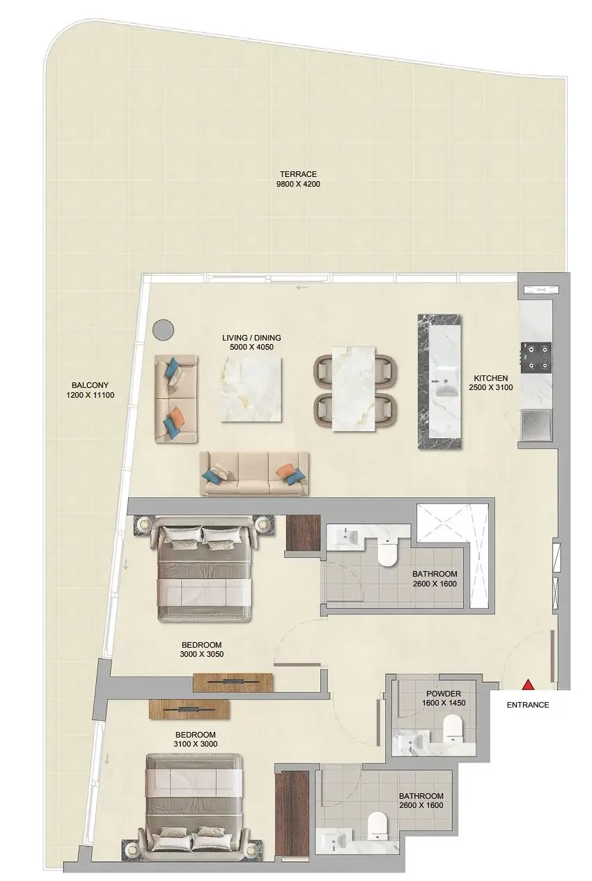 2 bed